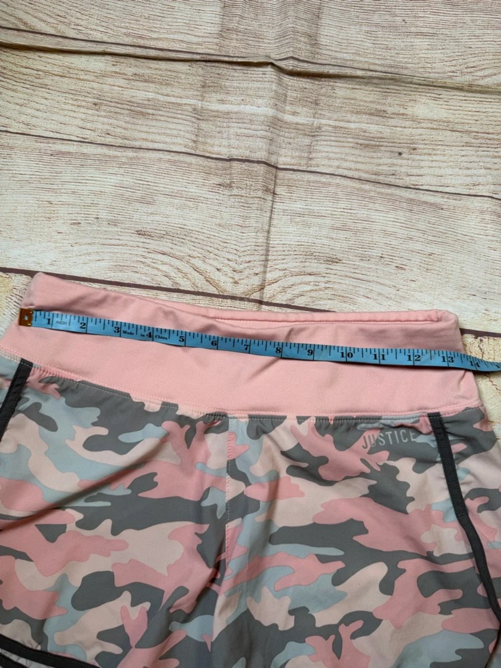 Justice Pink and Gray Camo Athletic Shorts
